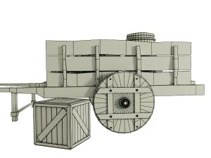 wooden cart 3D Model