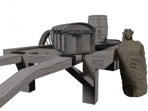 wooden cart 2 3D Model