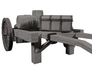 wooden cart 2 3D Model