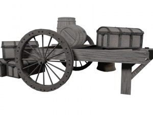 wooden cart 2 3D Model