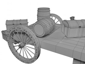 wooden cart 2 3D Model