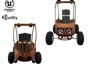 desenho animado de corrida de carro lowpoly 2 Modelo 3D