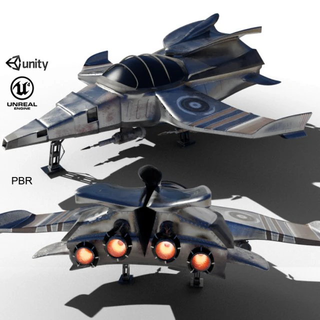 spaceship airplane 3D Model .c4d .max .obj .3ds .fbx .stl .blend 