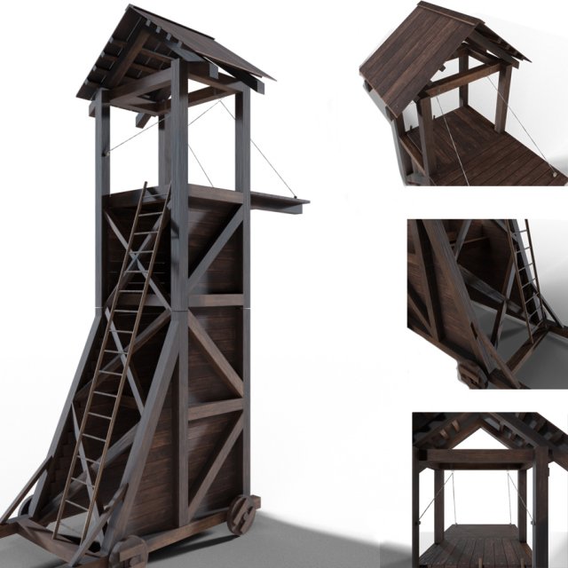 tower siege medieval Modelo 3D .c4d .max .obj .3ds .fbx .stl .blend 
