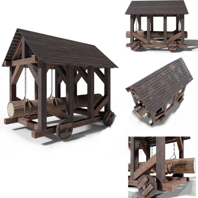 battering ram medieval 3D Model .c4d .max .obj .3ds .fbx .stl .blend 