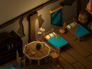 medieval interior low poly cartoon pack 3D Model