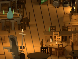 medieval interior low poly cartoon pack 3D Model