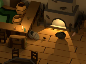 medieval interior low poly cartoon pack 3D Model
