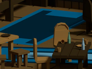 medieval interior low poly cartoon pack 3D Model