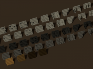 medieval interior low poly cartoon pack Modelo 3D
