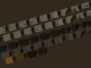 medieval interior low poly cartoon pack 3D Model