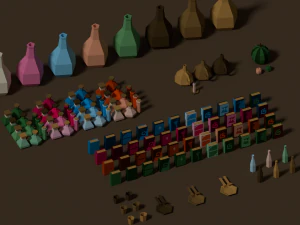 medieval interior low poly cartoon pack 3D Model