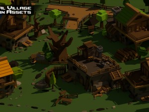 medieval village low poly cartoon pack Modelo 3D