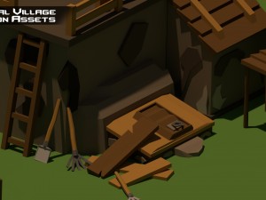 medieval village low poly cartoon pack Modelo 3D