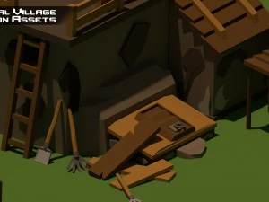medieval village low poly cartoon pack 3D Model