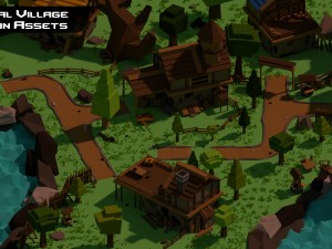 medieval village low poly cartoon pack Modelo 3D