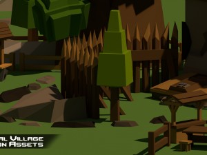 medieval village low poly cartoon pack Modelo 3D