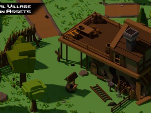 medieval village low poly cartoon pack Modelo 3D