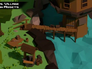 medieval village low poly cartoon pack 3D Model