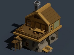 medieval village low poly cartoon pack Modelo 3D