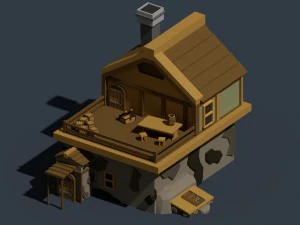 medieval village low poly cartoon pack 3D Model