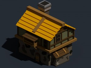 medieval village low poly cartoon pack Modelo 3D