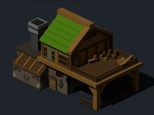 medieval village low poly cartoon pack Modelo 3D