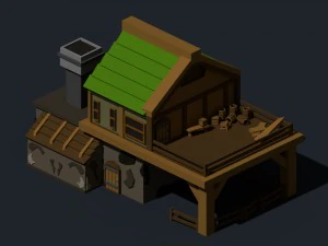medieval village low poly cartoon pack 3D Model