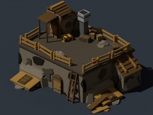 medieval village low poly cartoon pack Modelo 3D