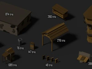 medieval village low poly cartoon pack 3D Model