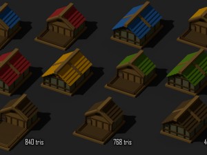 medieval village low poly cartoon pack Modelo 3D