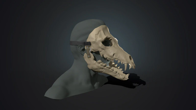 Skull mask with movable jaw 3D Print Model .c4d .max .obj .3ds .fbx .stl .blend