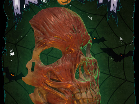 Skinned Skull Mask 3D Druk