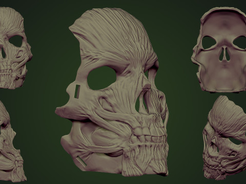 Skinned Skull Mask Impression 3D