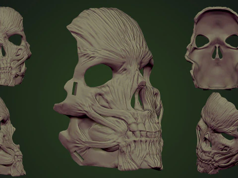 M&aacute;scara de Caveira Esfolada Modelo de Impressão 3D