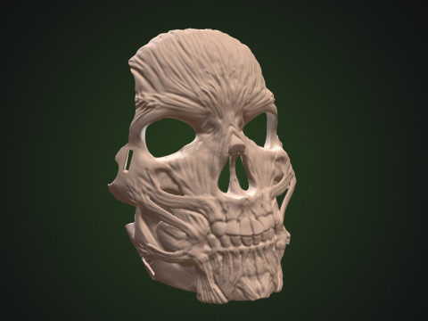 Skinned Skull Mask Impression 3D