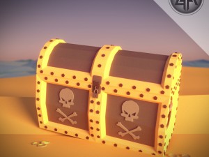 pirate chest and treasure 3D Модель
