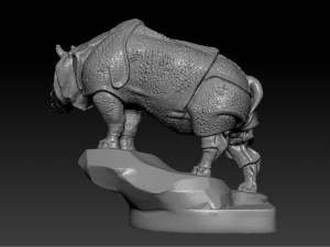 rhino figurine on the hood of car 3d print model Model do druku 3D