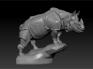 rhino figurine on the hood of car 3d print model Model do druku 3D