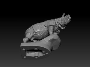 rhino figurine on the hood of car 3d print model Model do druku 3D