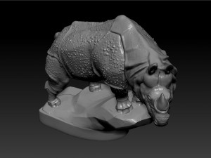rhino figurine on the hood of car 3d print model Model do druku 3D