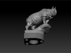 rhino figurine on the hood of car 3d print model Model do druku 3D