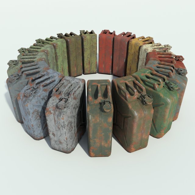 3d jerrycan set 3D Модель .c4d .max .obj .3ds .fbx .stl .blend 