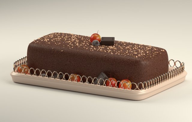 cake with berries chocolate Modelo 3D .c4d .max .obj .3ds .fbx .stl .blend 