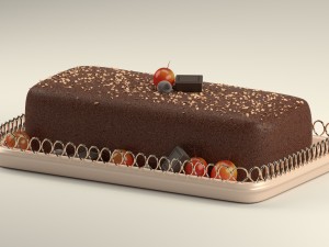cake with berries chocolate 3D Model