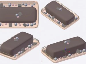 cake with berries chocolate 3D Model