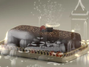 cake with berries chocolate 3D Model