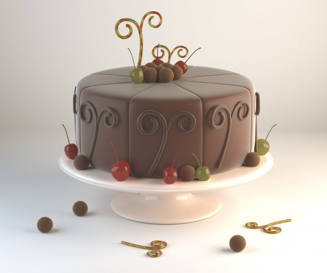 chocolate cake 3D-Modell .c4d .max .obj .3ds .fbx .stl .blend 