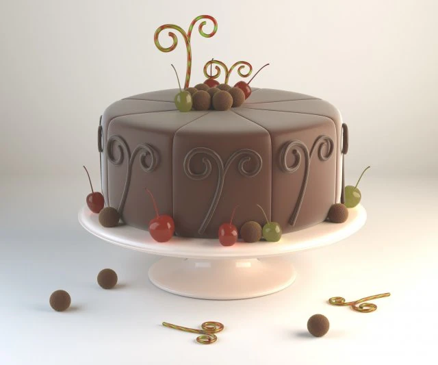 Schokoladenkuchen 3D Modell .c4d .max .obj .3ds .fbx .stl .blend 