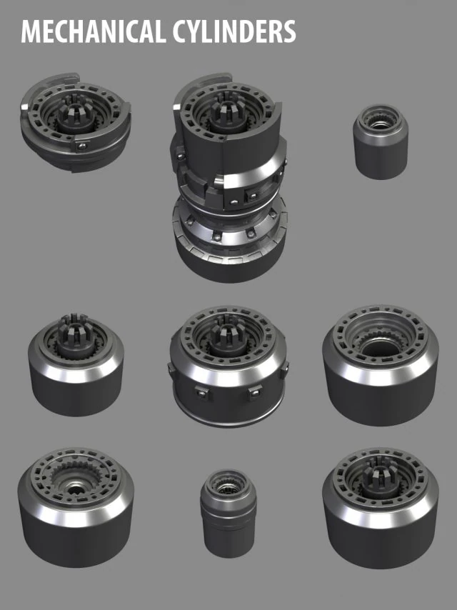 mechanical cylinders 3D Model .c4d .max .obj .3ds .fbx .stl .blend 